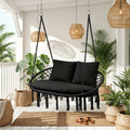 2-Person Macrame Hammock Chair Cotton Rope Hanging Swing Loveseat