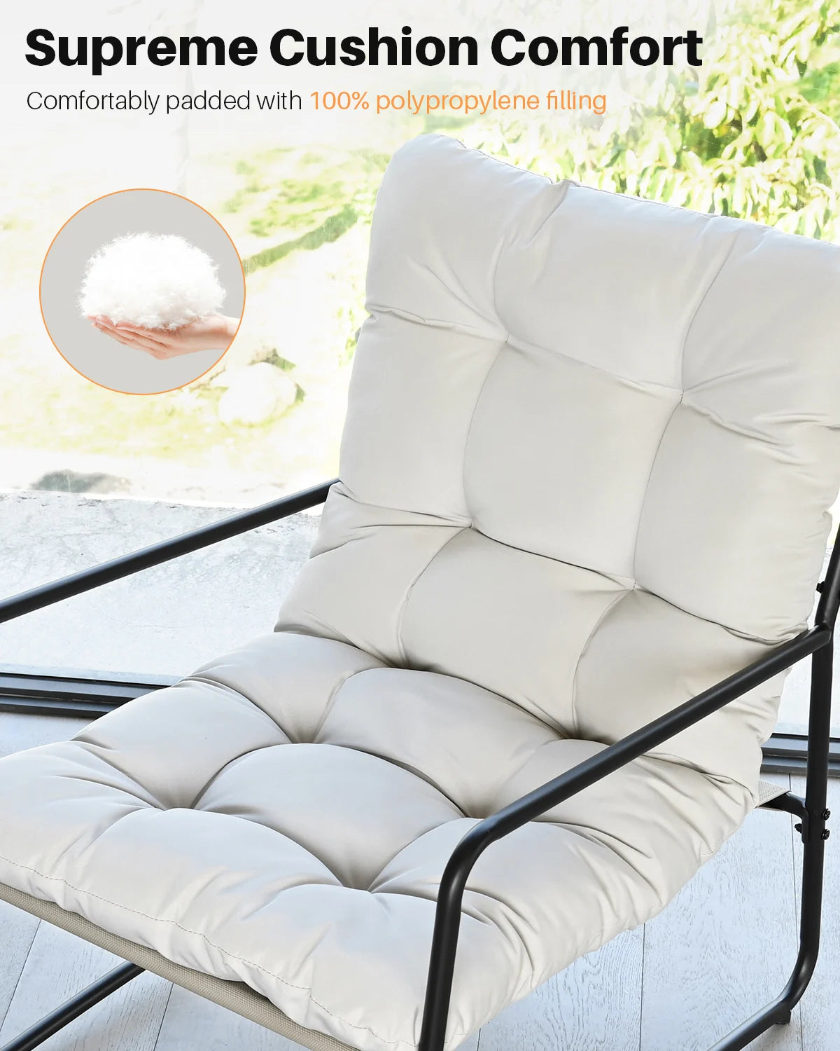 Modern Metal Patio Accent Chair - All-Weather Outdoor Lounge Seat