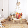 Macrame Porch Swing - Woven Cotton Rope Hanging Chair