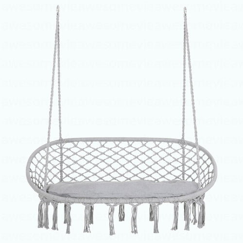 2-Seater Macrame Swing Chair - Boho Cotton Hammock for Patio & Home