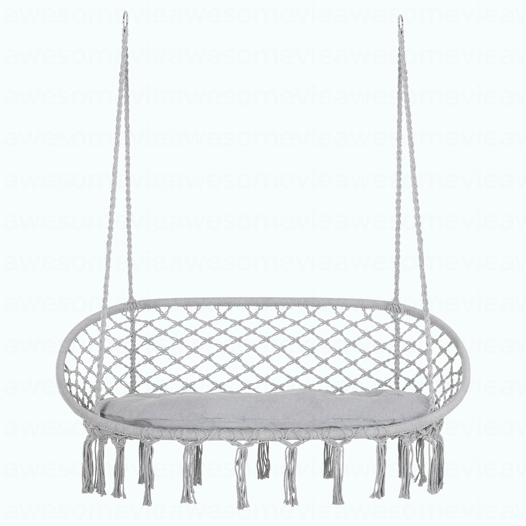 2-Seater Macrame Swing Chair - Boho Cotton Hammock for Patio & Home
