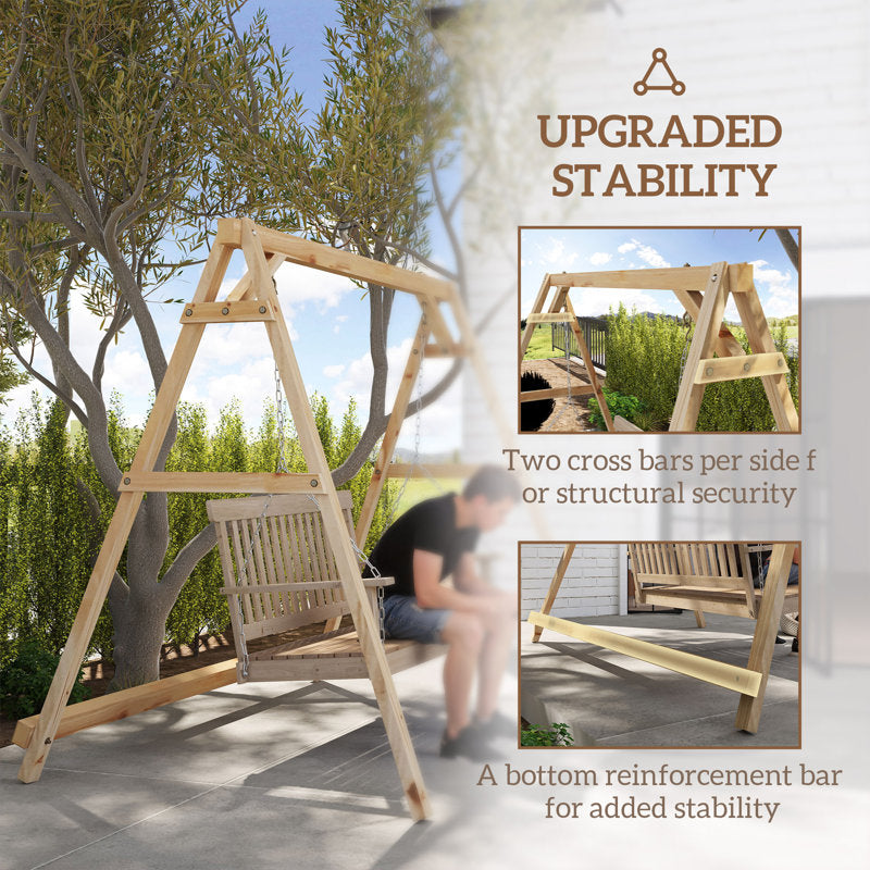 A-Frame Wooden Porch Swing Stand - Heavy Duty Fir Wood Frame