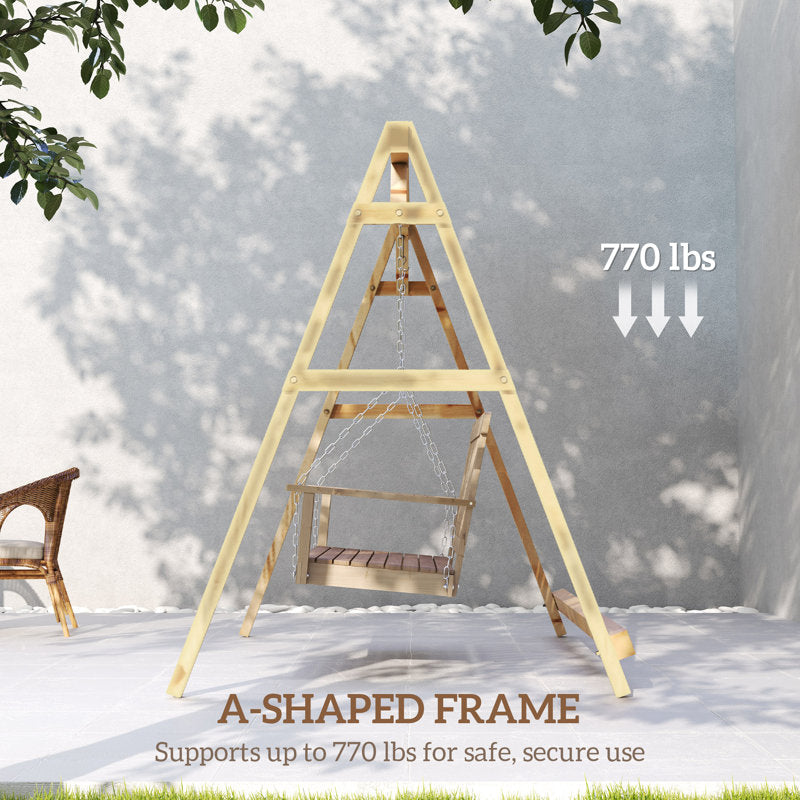 Wooden A-Frame Porch Swing Stand - Heavy Duty Outdoor Frame