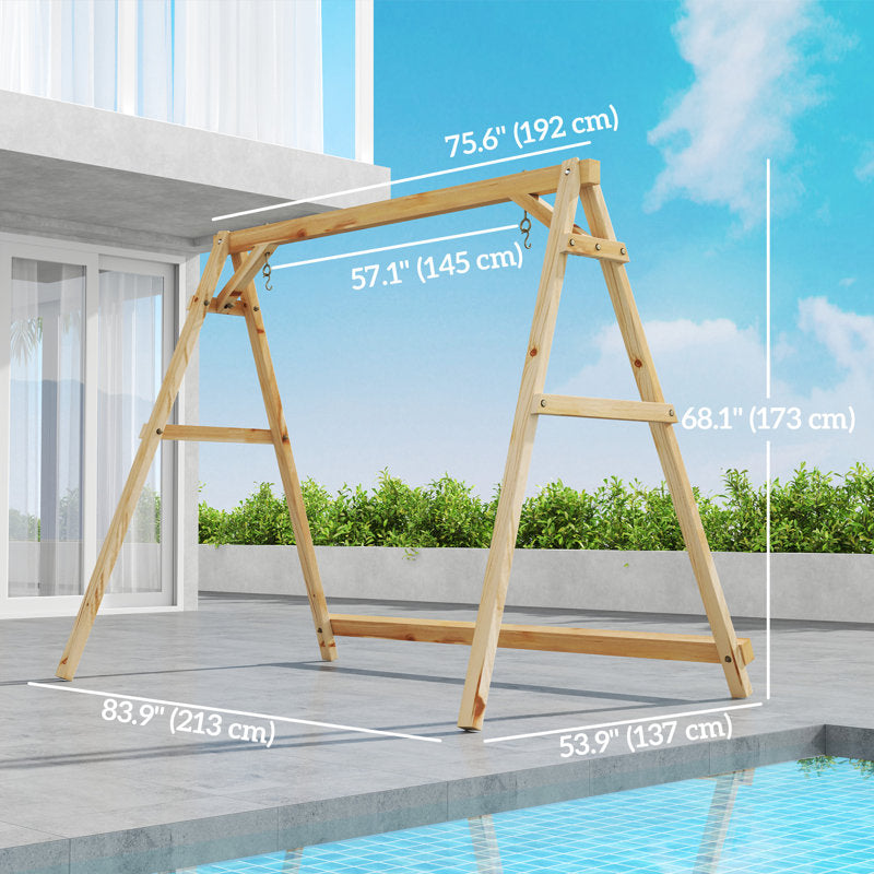 A-Frame Wooden Porch Swing Stand - Heavy Duty Fir Wood Frame