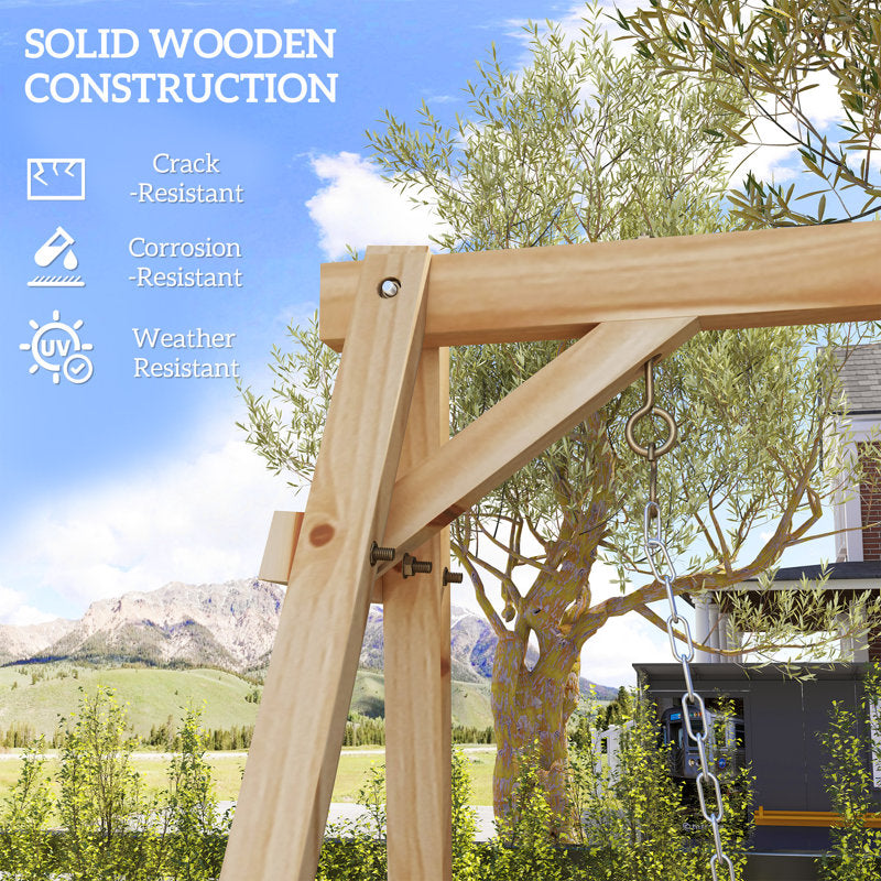 A-Frame Wooden Porch Swing Stand - Heavy Duty Fir Wood Frame