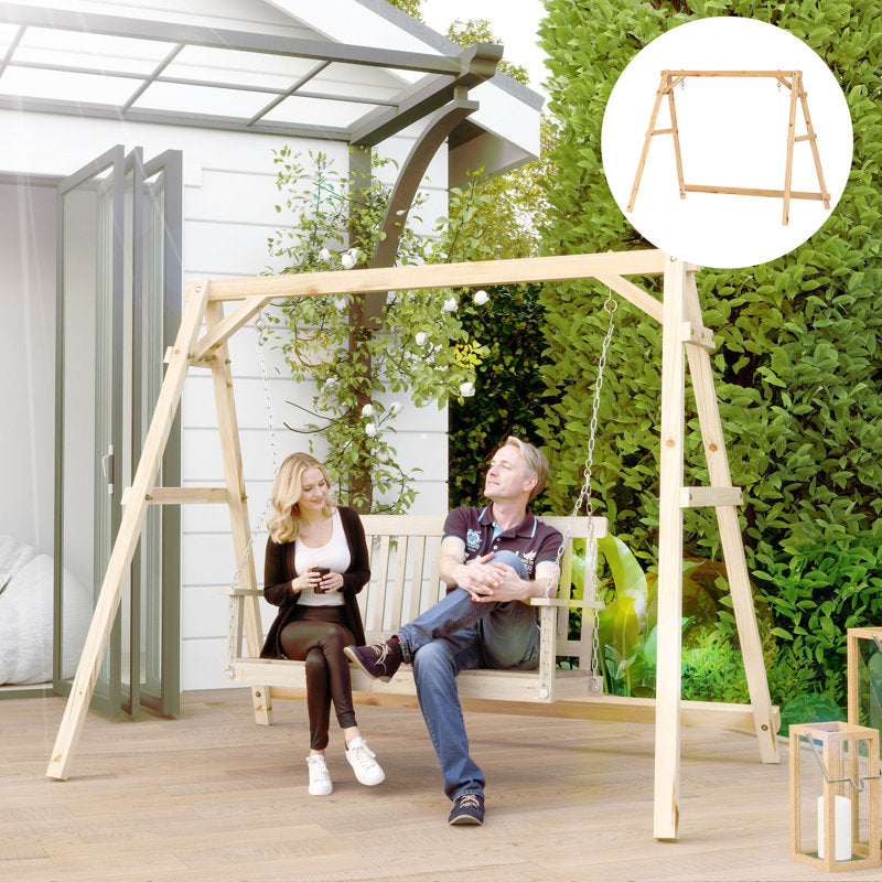 A-Frame Wooden Porch Swing Stand - Heavy Duty Fir Wood Frame