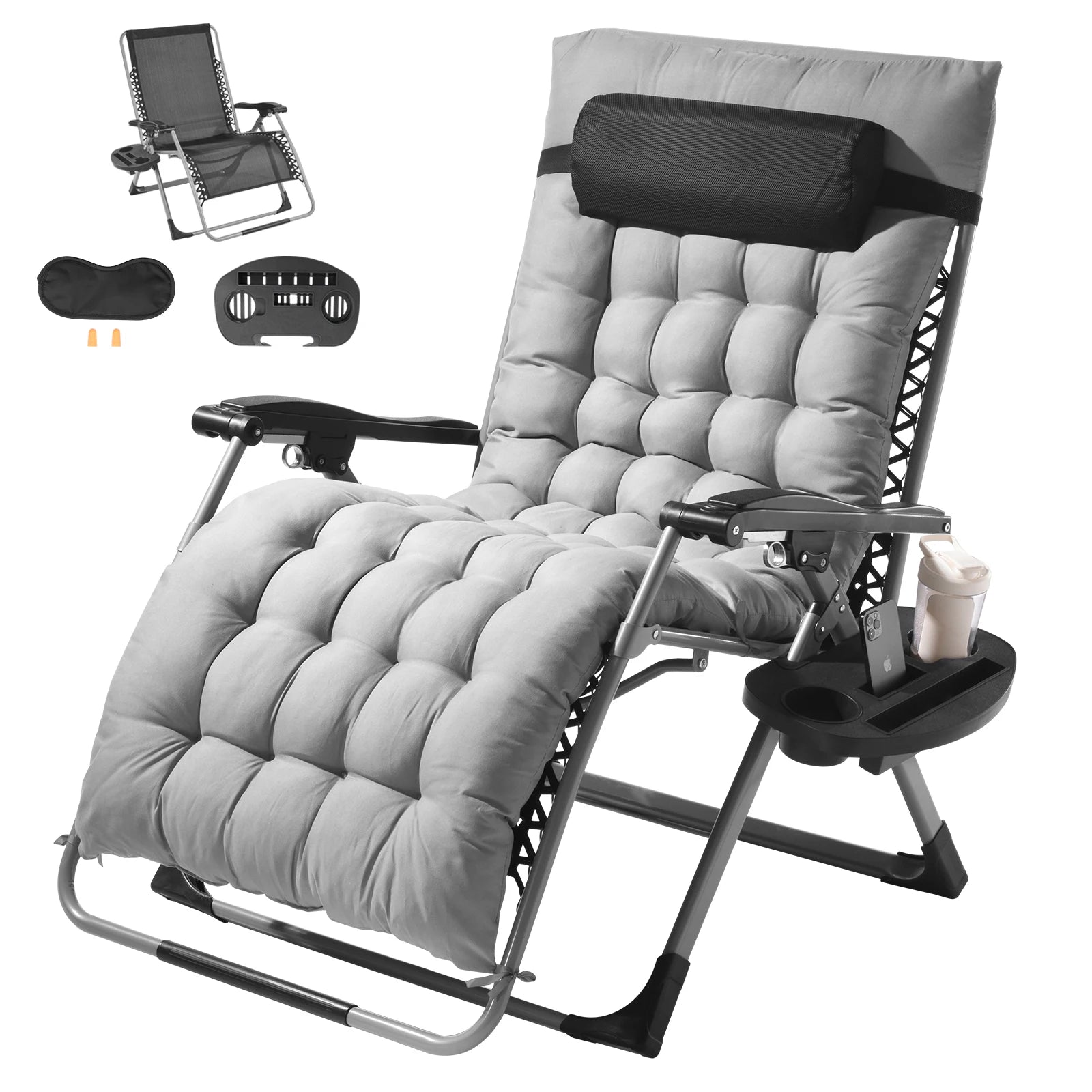 Heavy Duty Zero Gravity Lounge Chair with Cushion for Outdoor Patio