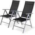 2-Pack Aluminum Folding Patio Chairs - Adjustable High Back Lawn Set