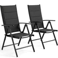 Set of 2 Aluminum Folding Garden Chairs - Adjustable Outdoor Lounge