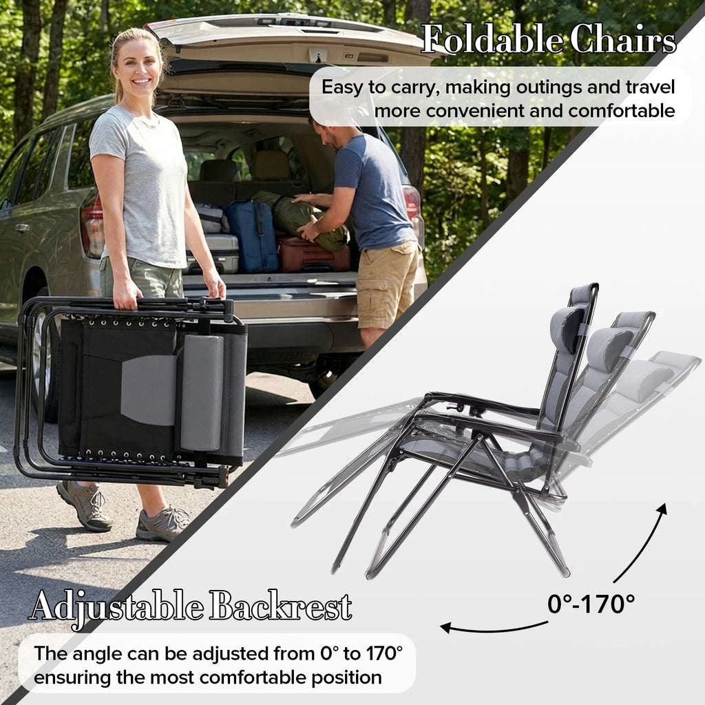 Oversized Zero Gravity Padded Lounge Chair for Patio & Outdoors