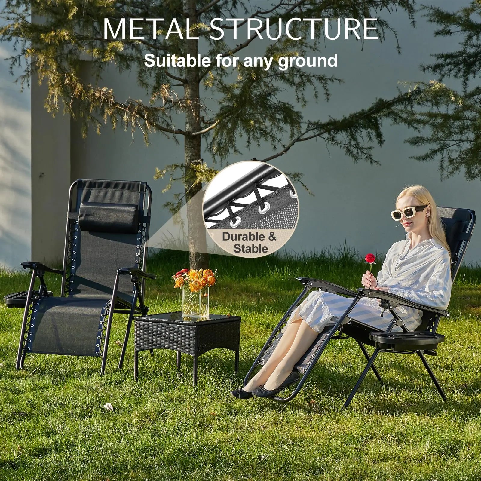 Zero Gravity Recliner Portable Textilene Chair for Patio & Camping