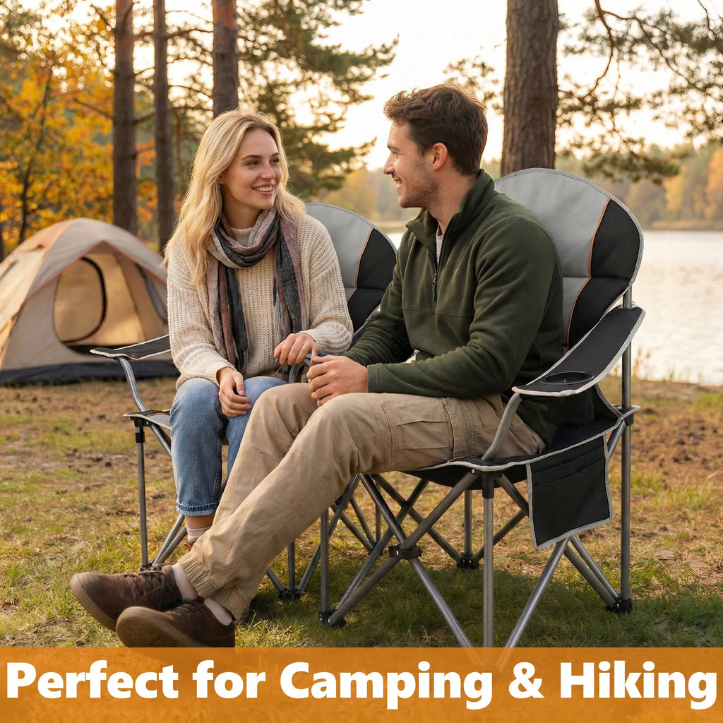 Heavy Duty Folding Camping Chair with Cooler Bag & Cup Holder